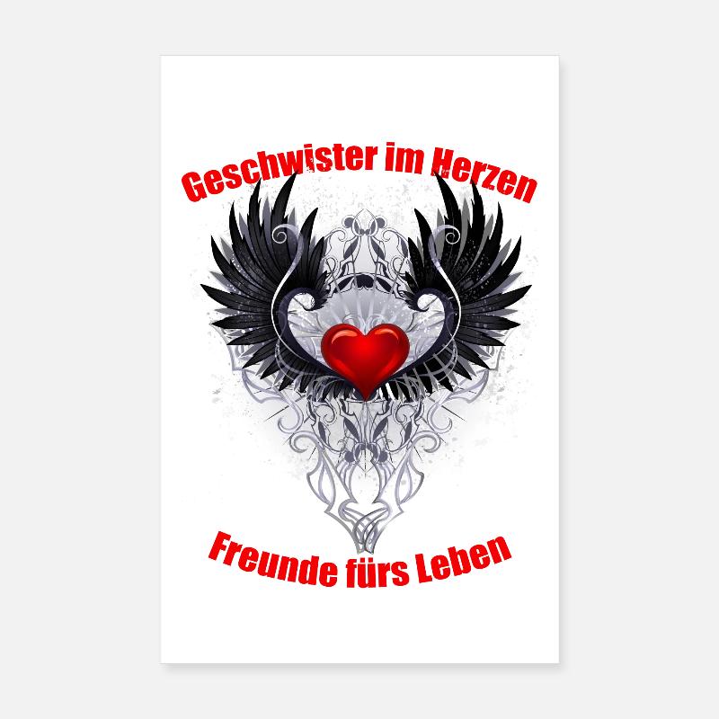 Conception de tatouage de cœur et d’ailes Poster 20 x 30 cm