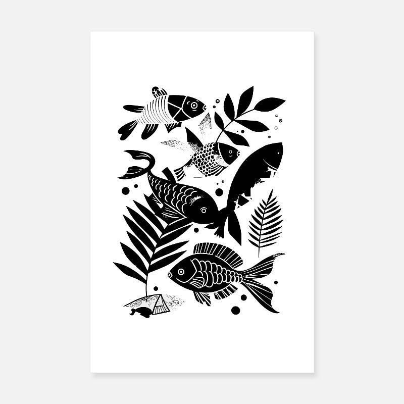 Bande dessinée de pêche Poster 20 x 30 cm