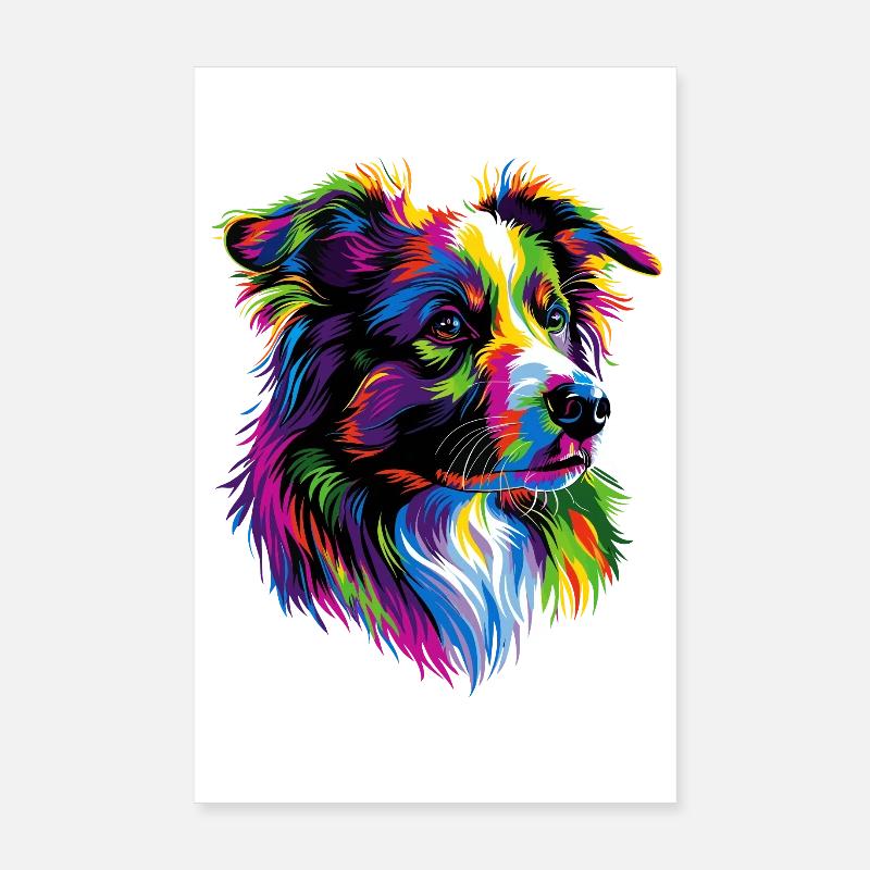 Australian Shepherd Bright Colors Pop Art Aussie Poster 8" x 12" (20x30 cm)