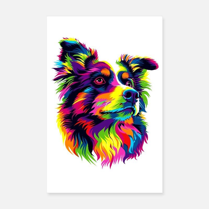 Australian Shepherd Bunte Farben Pop Art Aussie Poster 20x30 cm