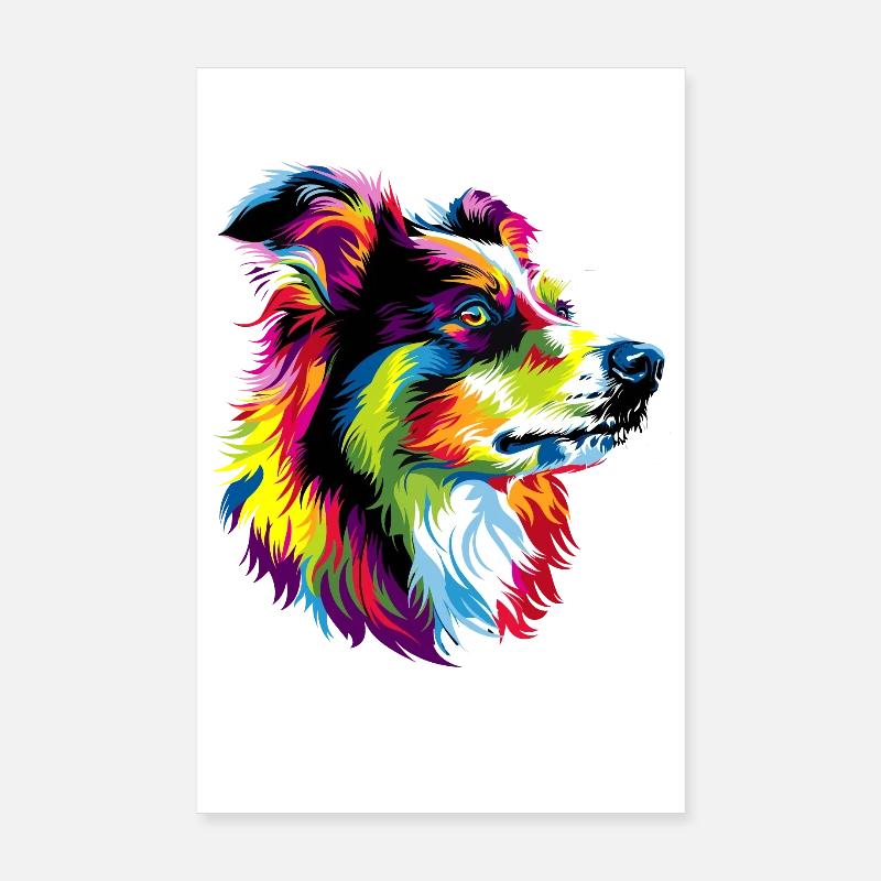 Australian Shepherd Bunte Farben Pop Art Aussie Poster 20x30 cm