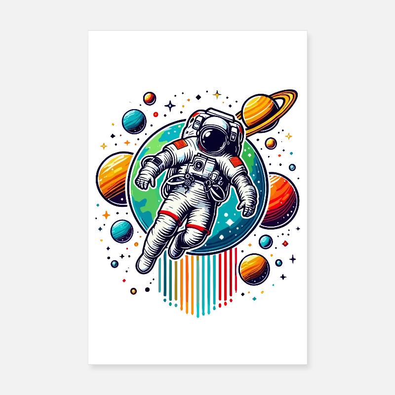 Astronautes rétro Space Planet Design Poster 20 x 30 cm