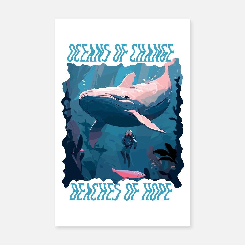 Baignade sur la plage et la mer sans plastique contre la pollution Poster 20 x 30 cm