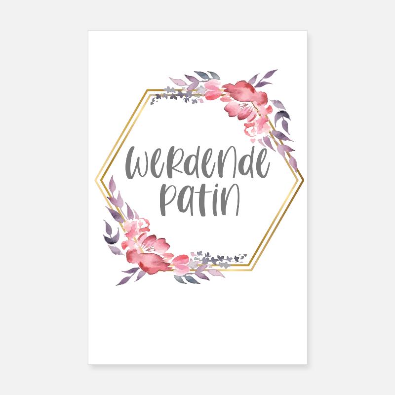 Boho werdende Patin Geschenk Poster 20x30 cm