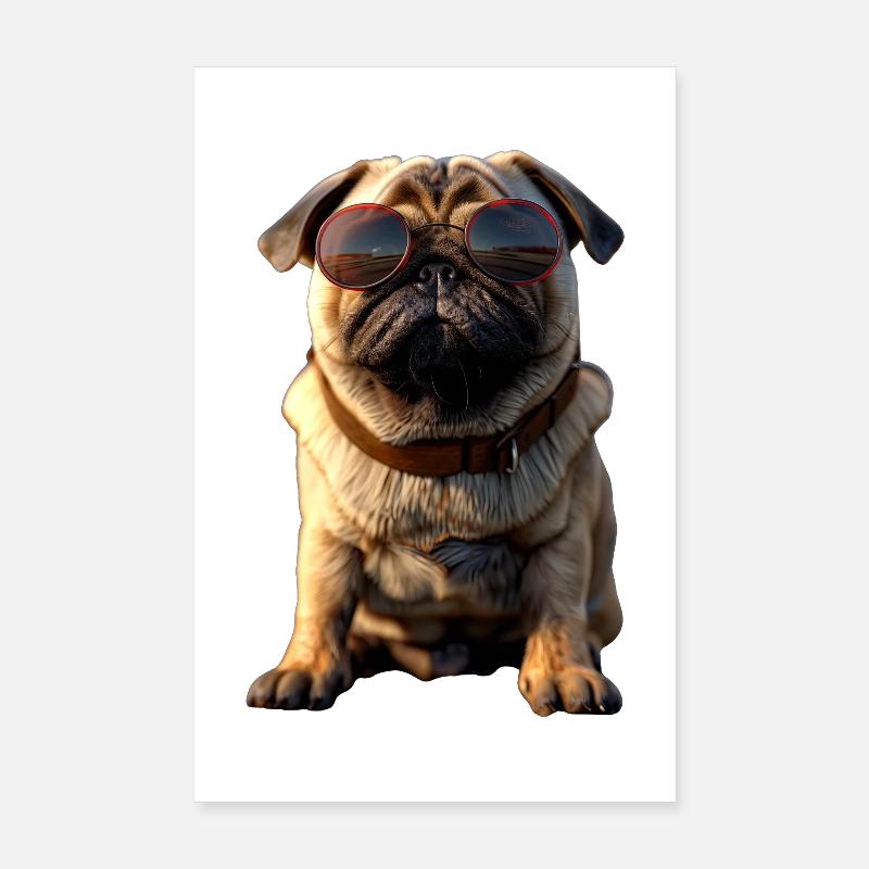 Mops Beige Hunde Liebe Carlin Kleiner Süßer Mops Poster 20x30 cm