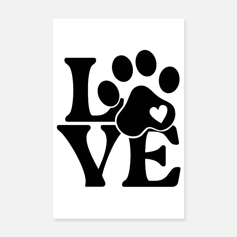 Amour pour les chiens Empreinte de patte Poster 20 x 30 cm