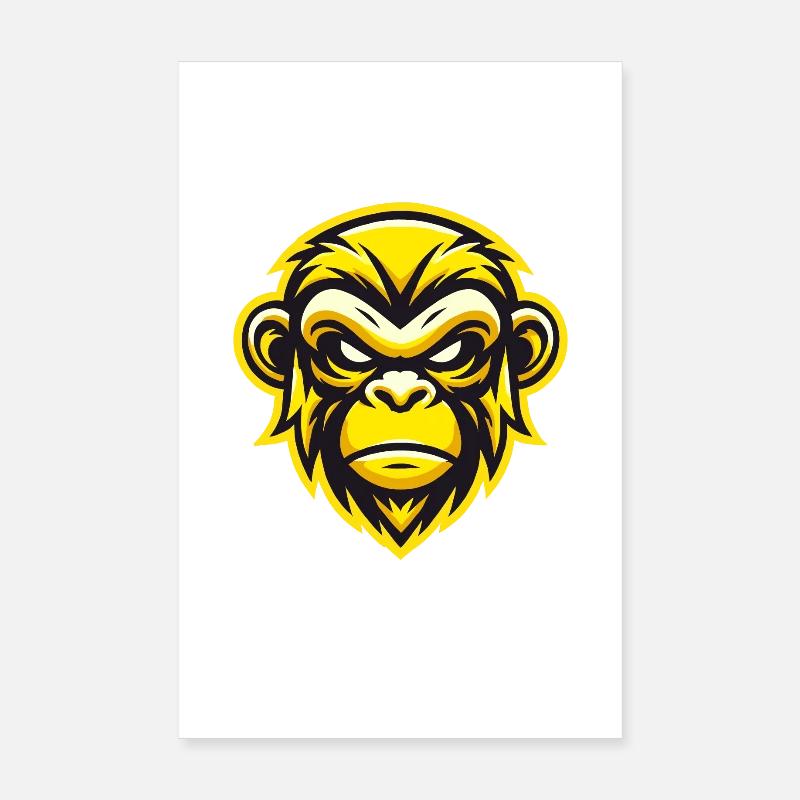 Conception de visage de singe féroce jaune Poster 20 x 30 cm