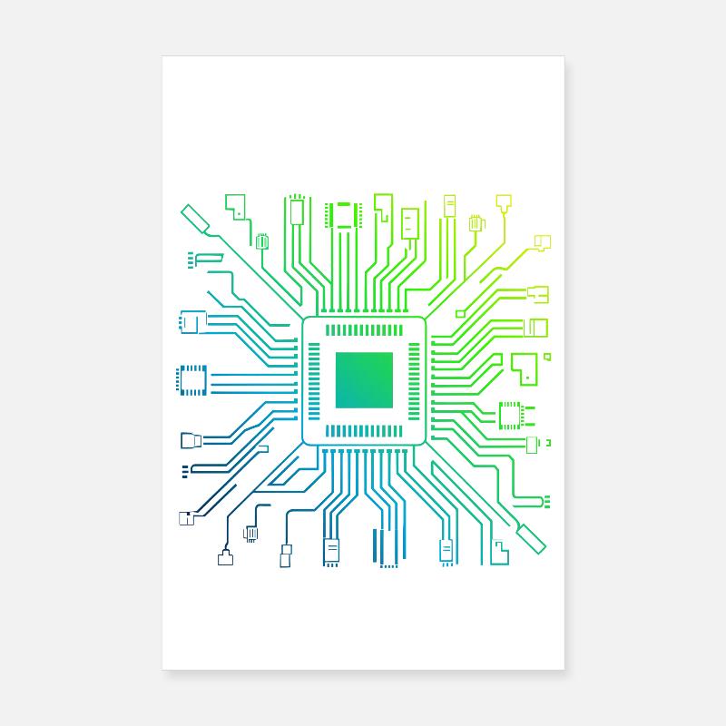 Bunte Computerplatine Tech Electronic Poster 20x30 cm