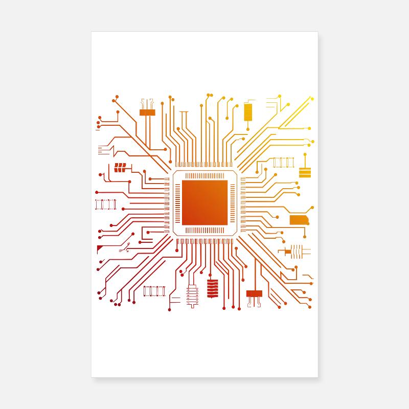 Tech Computer Motherboard Abstract Microchip Poster 8" x 12" (20x30 cm)