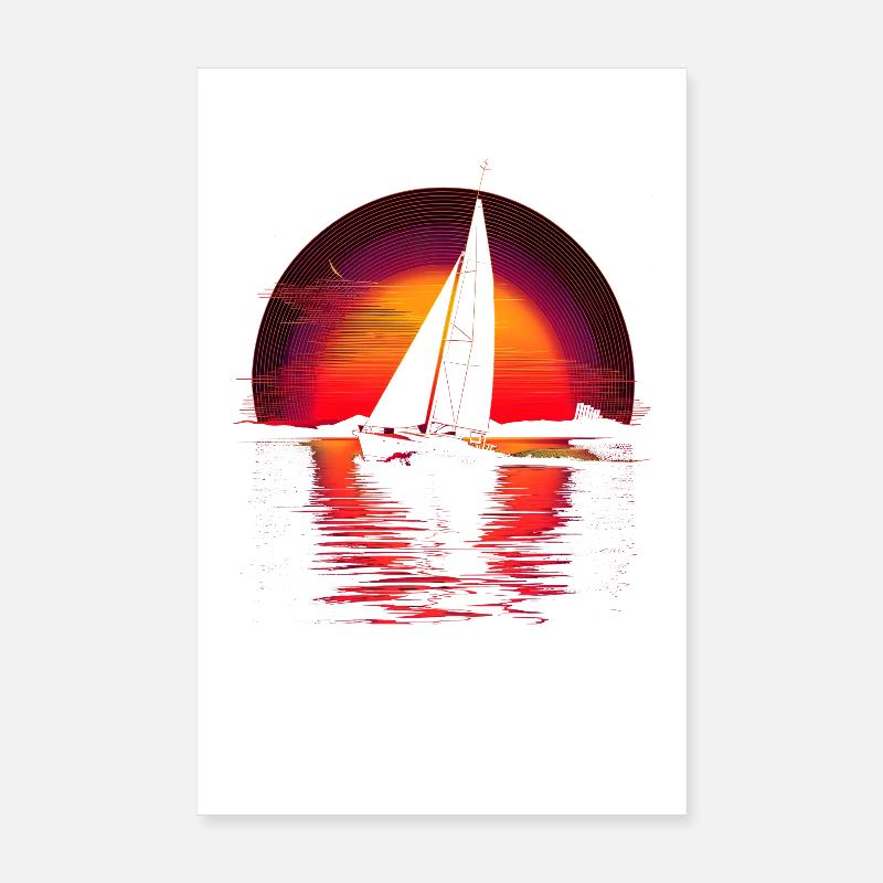 Segeln Retrowave Poster 20x30 cm