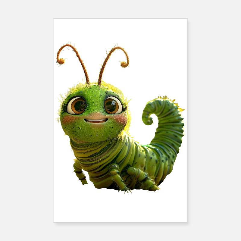 Chenille Drôle Larve Cadeau Mignon Chenille Verte Poster 20 x 30 cm