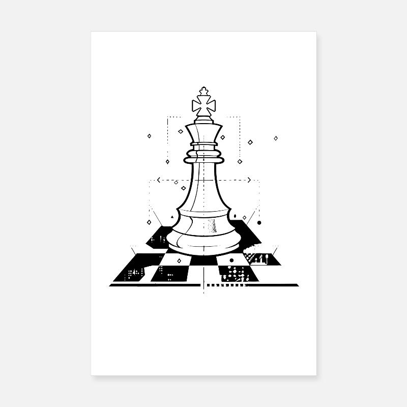 Dessin de pièces d’échecs Poster 20 x 30 cm