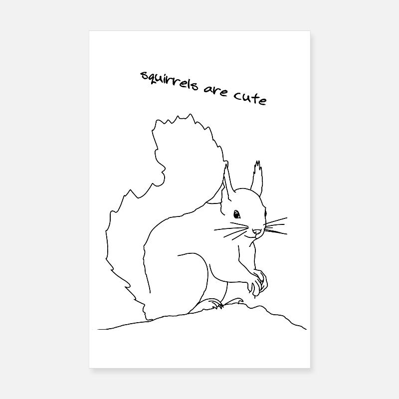 Squirrel cute, lineart Poster 8" x 12" (20x30 cm)