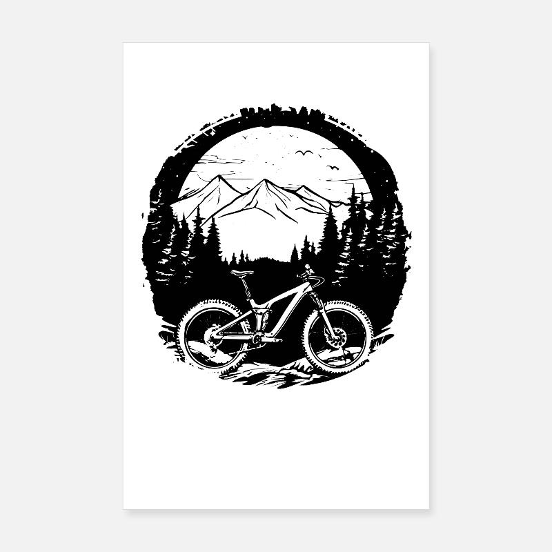 Mountainbiker Zeichnung Poster 20x30 cm