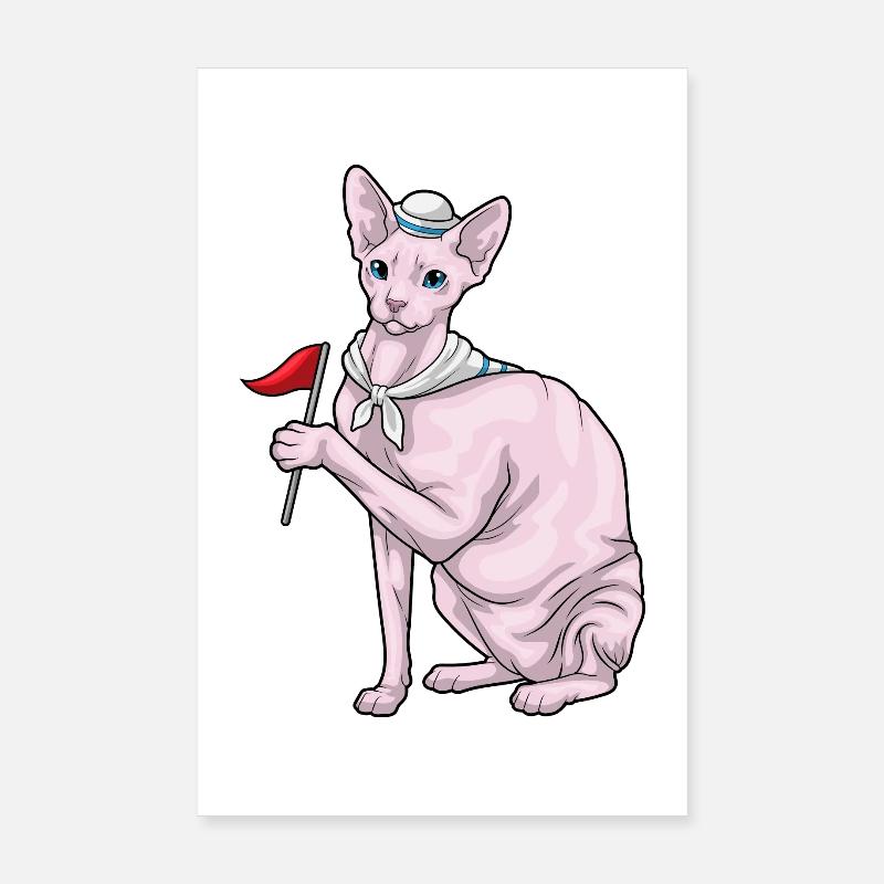 Sphynx Cat Sailor Flag Poster 8" x 12" (20x30 cm)
