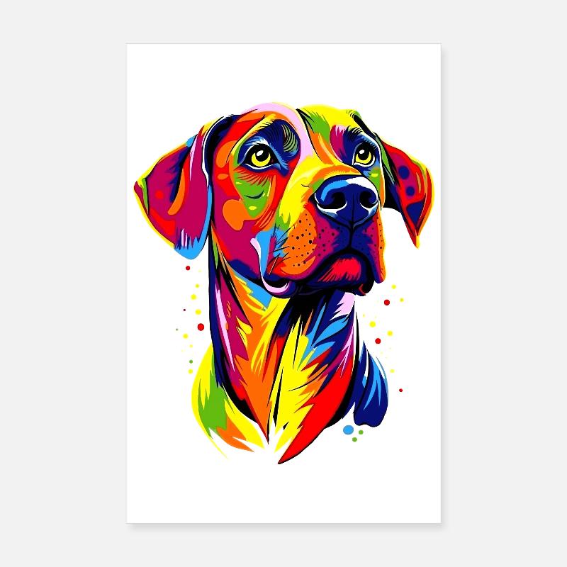Rhodesian Ridgeback Popart Regenbogen Bunt Hunde Poster 20x30 cm