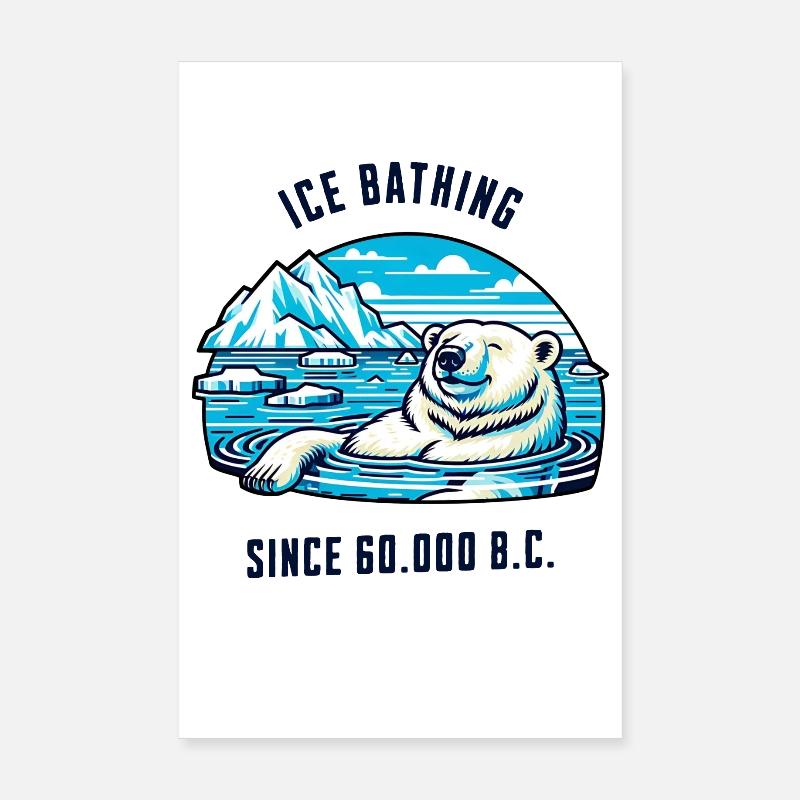Eisbär beim Eisbaden in der Arktis Kälte Physio Poster 20x30 cm