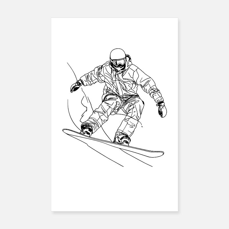 Snowboarder Line Art Poster 8" x 12" (20x30 cm)