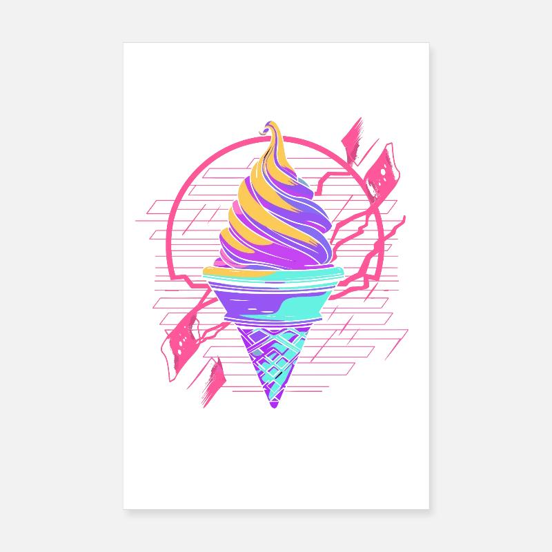Cornet de crème glacée Synthwave Poster 20 x 30 cm