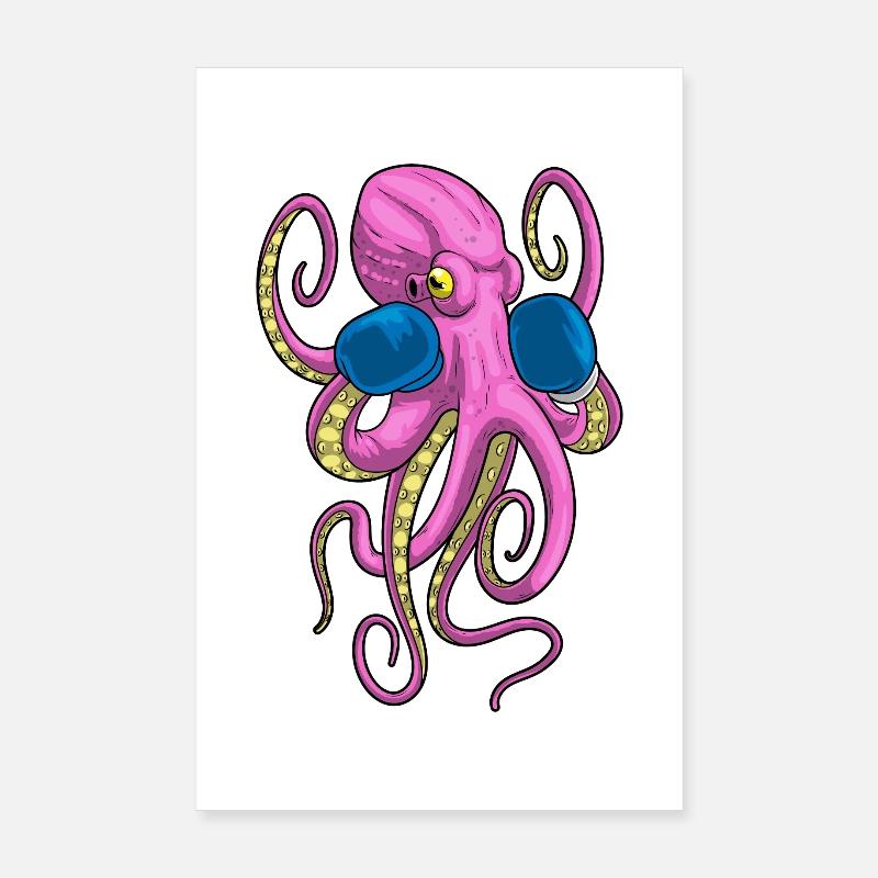 Octopus Boxer Gants de boxe Boxe Poster 20 x 30 cm