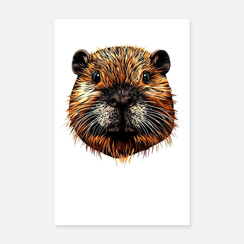 Biber Motiv Biberflüsterer Nagetiere Süßer Biber - Poster 20x30 cm - Weiß