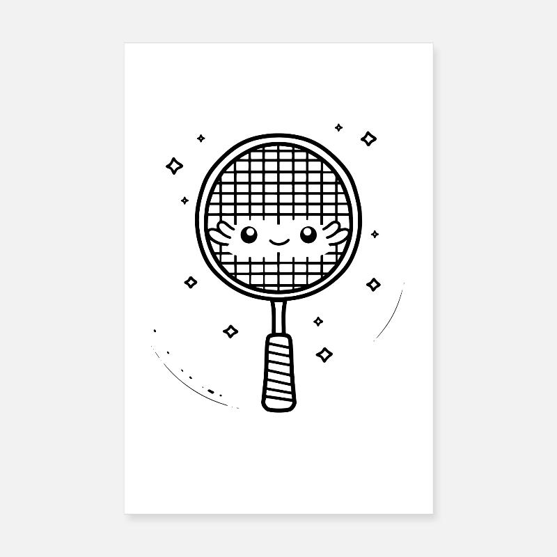 Badmintonschläger Comic Poster 20x30 cm