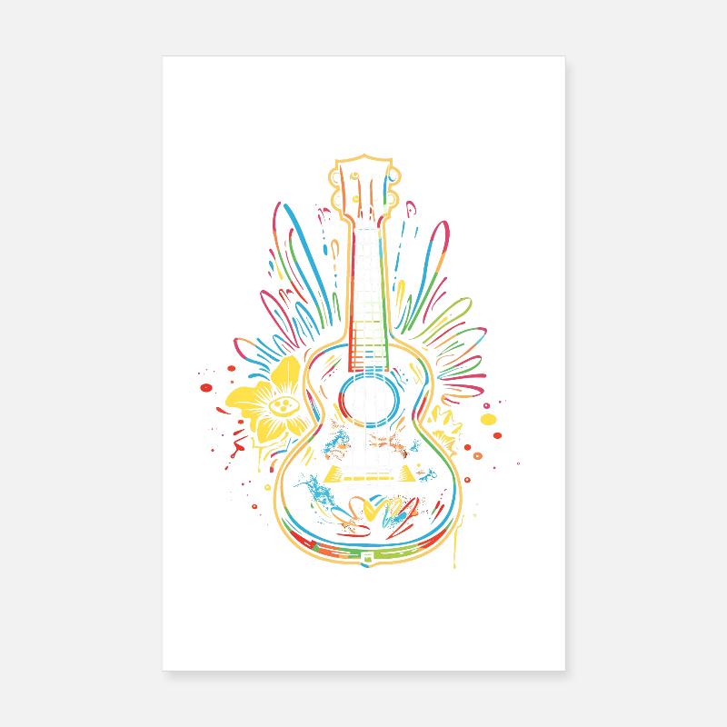 Ukulélé : Dessin au trait Poster 20 x 30 cm