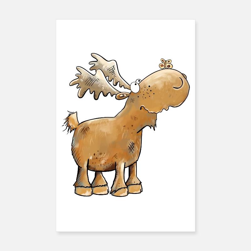 Drolliger Elch Schmetterling Poster 20x30 cm