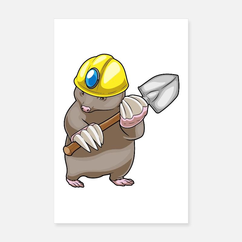Maulwurf Bergarbeiter Schaufel Bergbau Poster 20x30 cm