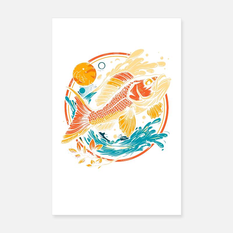 Fisch Illustration - Poster 20x30 cm - Weiß