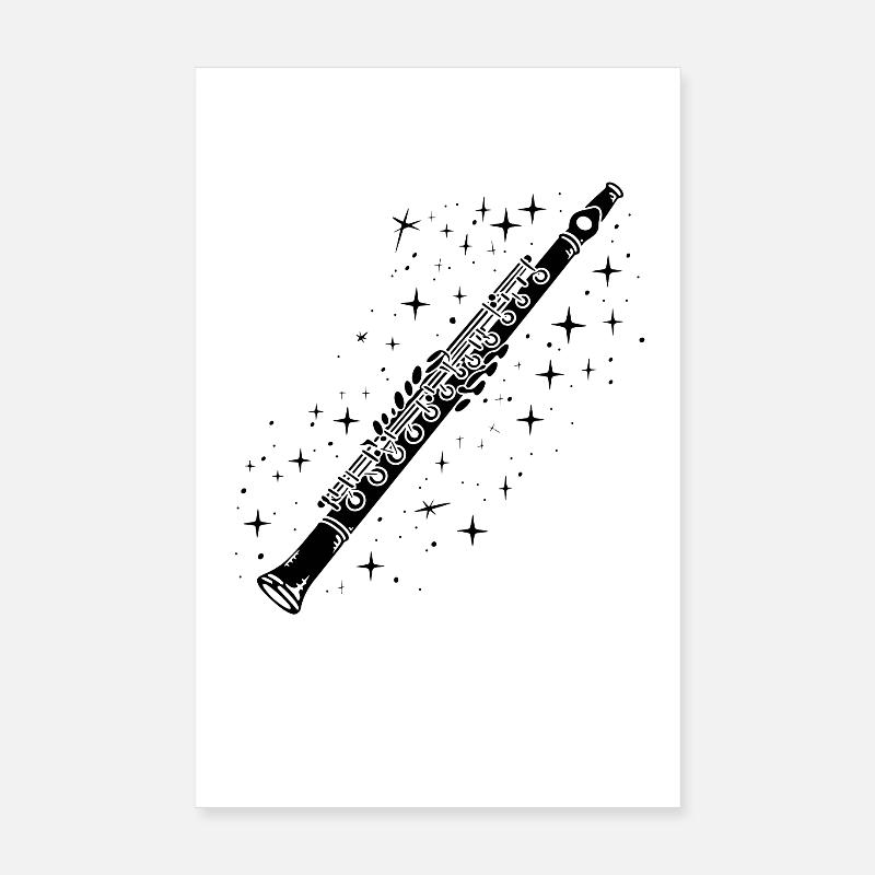 Dessin de flûte traversière - Poster 20 x 30 cm - blanc