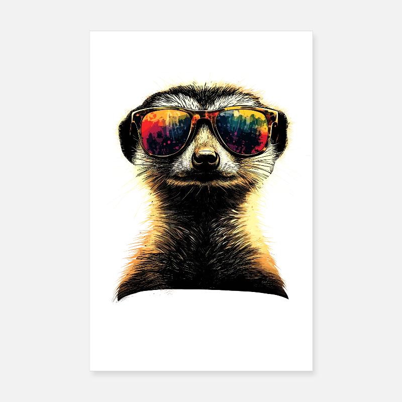 Lunettes de soleil suricate coloré mignon suricate Poster 20 x 30 cm