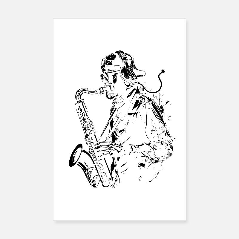 Graphisme Saxophoniste Poster 20 x 30 cm