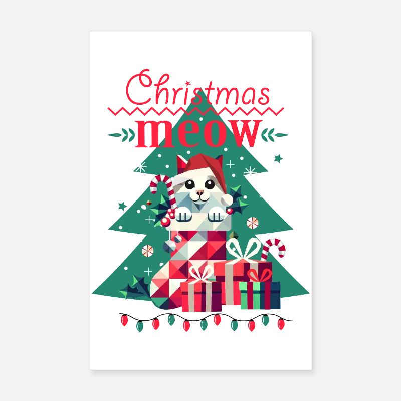 Chat espiègle en bas - Style de Noël laid Poster 20 x 30 cm