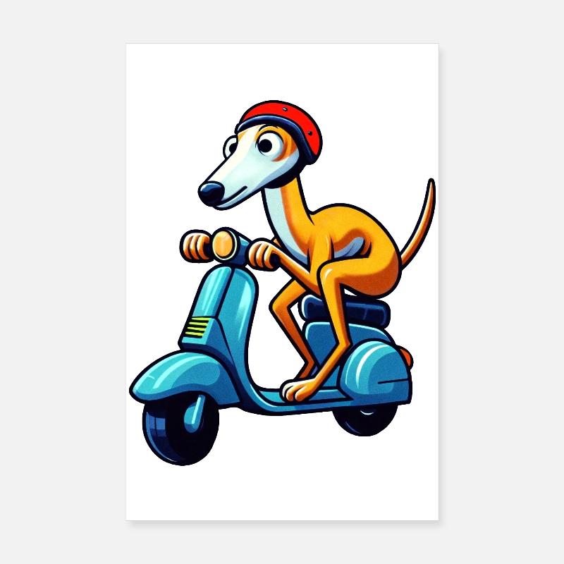 Playful dog on scooter design Poster 8" x 12" (20x30 cm)