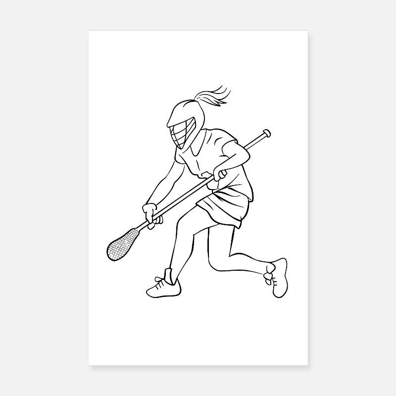 Lacrosse Player Drawing Poster 8" x 12" (20x30 cm)