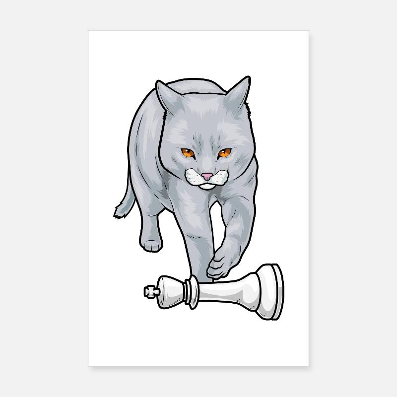Chat Chess Piece King Chess Poster 20 x 30 cm