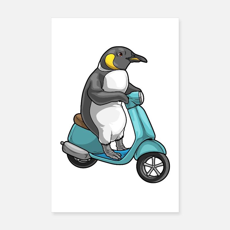 Pinguin Motorroller Poster 20x30 cm