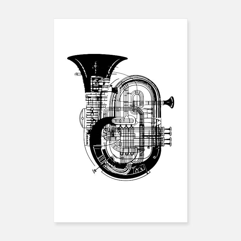 Tuba - Poster 20x30 cm - Weiß