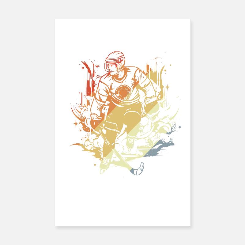hockey player comic style Poster 8" x 12" (20x30 cm)