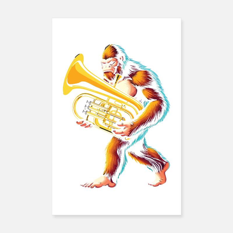 Yeti Gorilla avec euphonium Poster 20 x 30 cm
