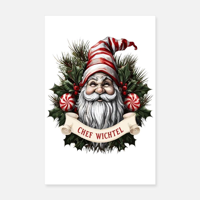 Gnome de Noël en chef Poster 20 x 30 cm