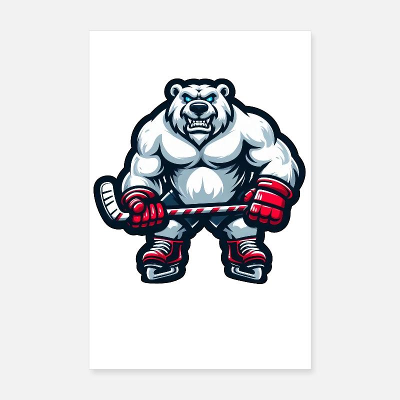 Eisbär Eishockeyspieler, Eisbär Hockeyteam Poster 20x30 cm