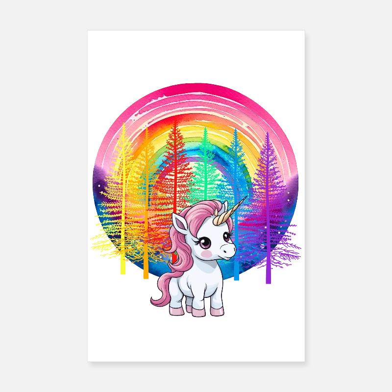 Regenbogen Einhorn Einhörner Kinder Kind Poster 20x30 cm