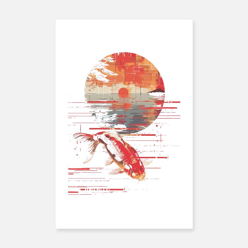 Fishing Synthwave Poster 8" x 12" (20x30 cm)