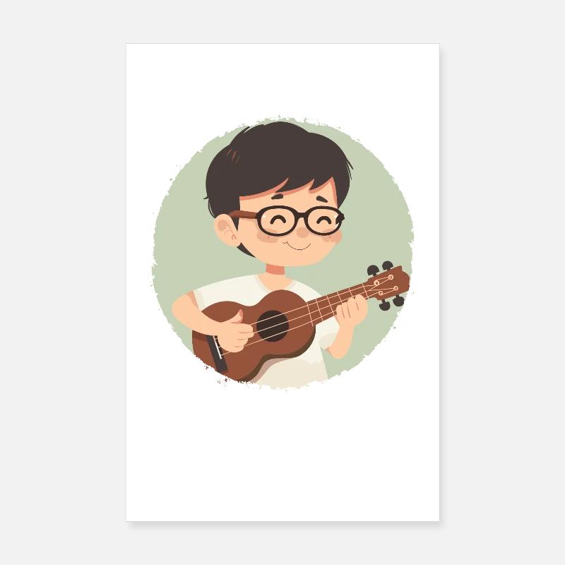 Ukulele Boy Graphic Poster 8" x 12" (20x30 cm)