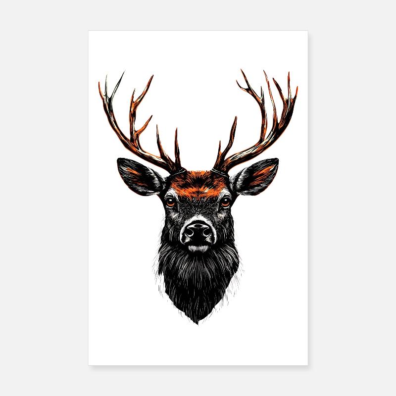 Deer, Antlers, Hunting, Deer, Reindeer, Red Deer, Hunter Poster 8" x 12" (20x30 cm)