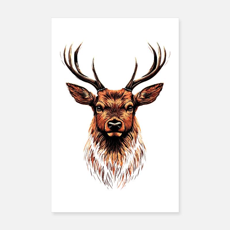 Hirsch Geweih Jagd Reh Rentier Rothirsch Jäger Poster 20x30 cm