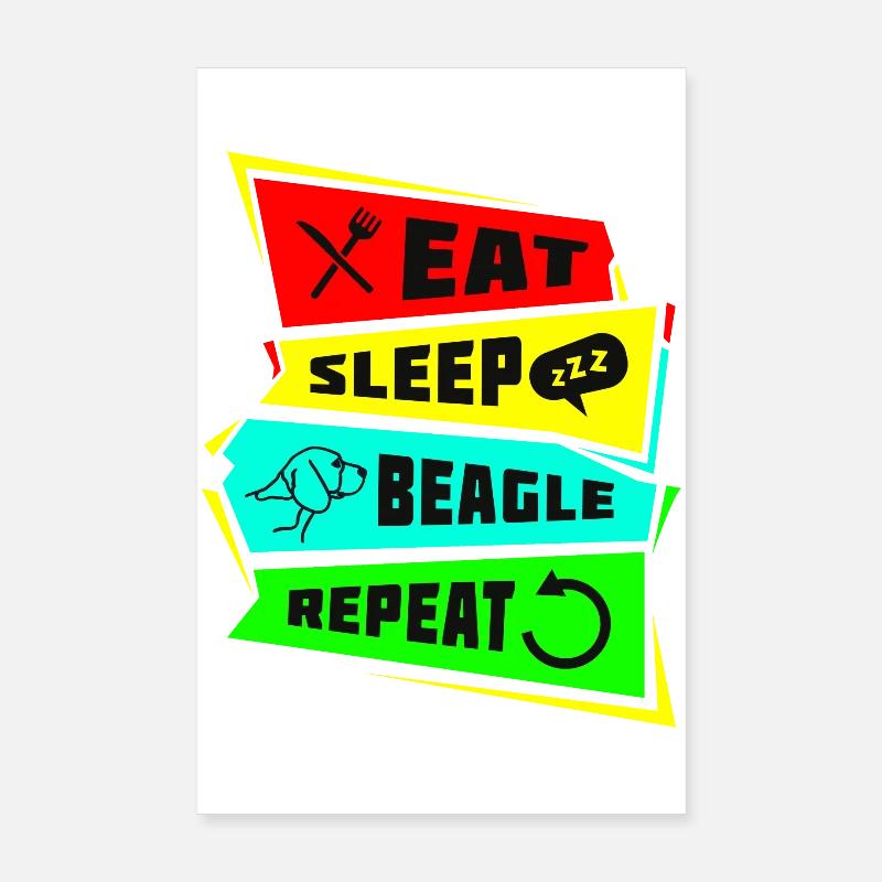 Eat Sleep Beagle Repeat Poster 20 x 30 cm