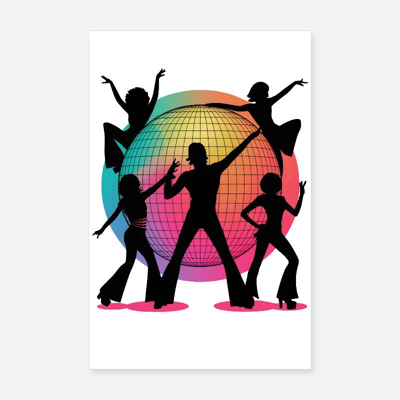 Retro Disco Vibes Tanz Silhouette Kunst Poster 20x30 cm
